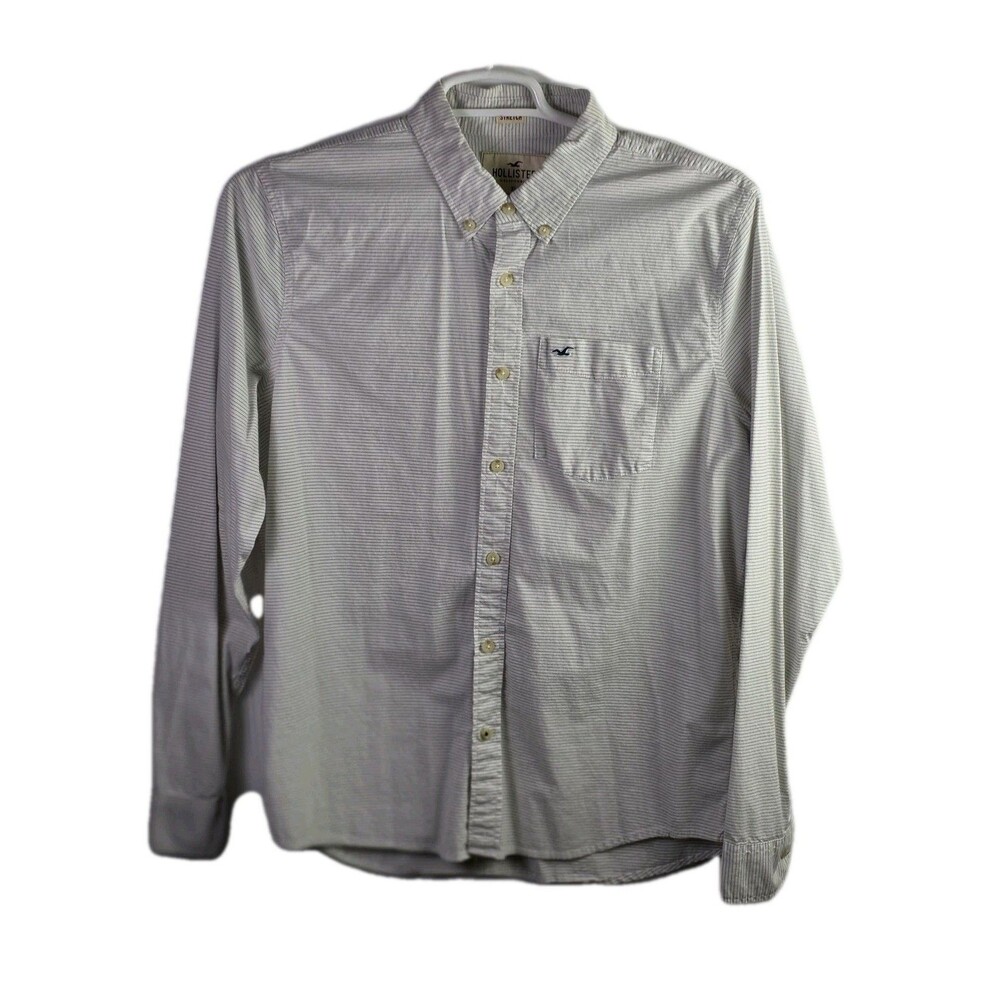 Hollister Shirt Mens Large Blue White Stripe Button Down Long Sleeve Cotton